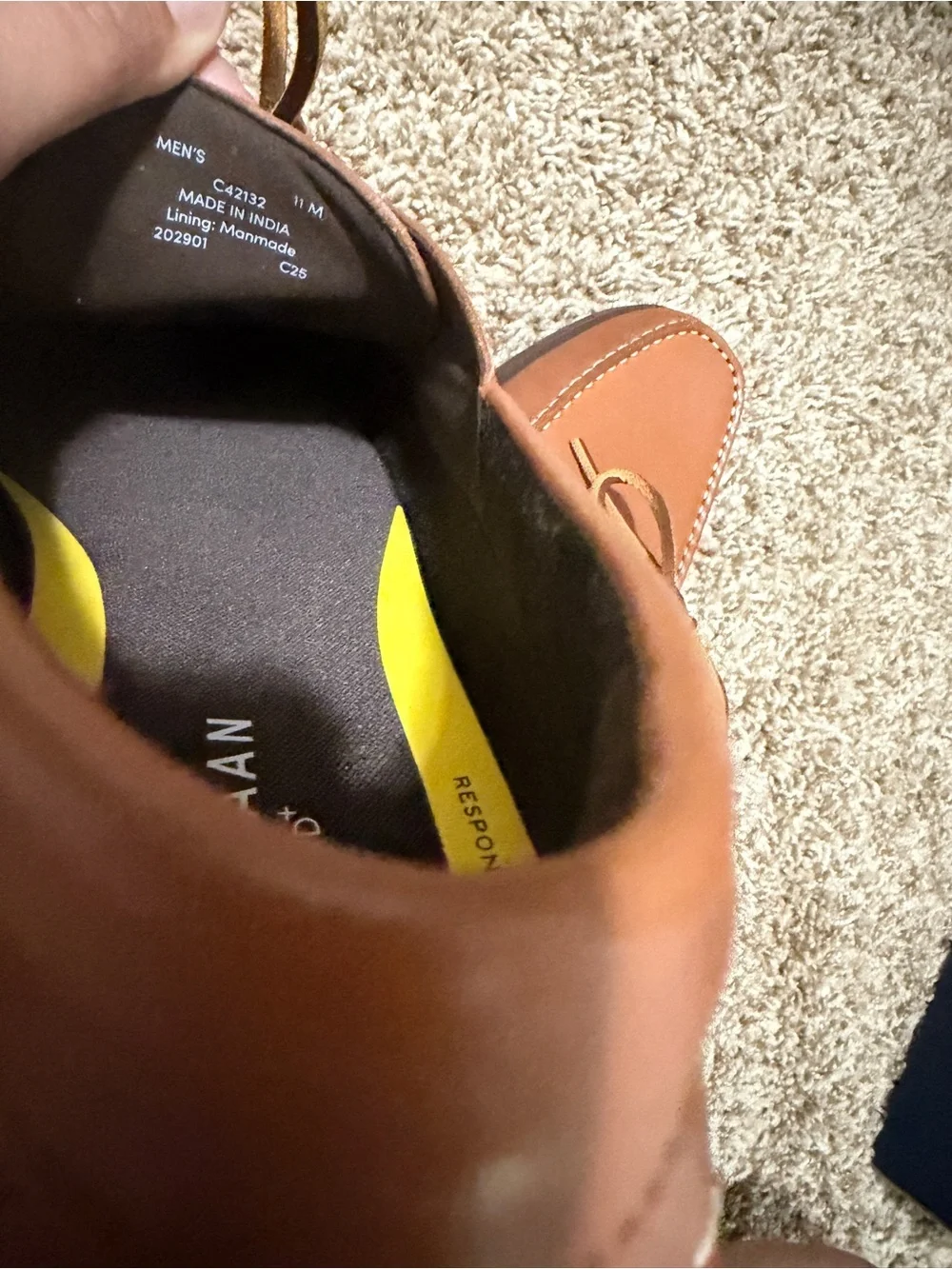 Cole Haan G1+ Bowside Boat Shoes Mens Size 11 Brown Leather Grand C42132 Cognac